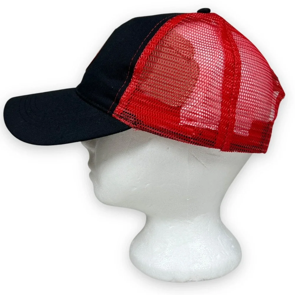 Bacardi Trucker‎ Hat Adult Snapback Red Black Bat Logo Mesh Baseball Cap Rum